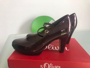 Damen Unpaar-Schuhe Pumps S. Oliver li. 37 re. 38 Riemchen Absatz glänzend